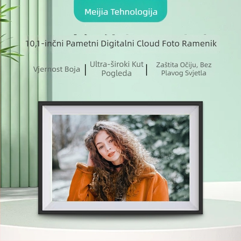 Pametni digitalni okvir za fotografije s dodirnim zaslonom, bežični prijenos u oblak putem Wi‑Fi, Frameo kompatibilnost, podrška TF kartici, 1280×800, 32GB