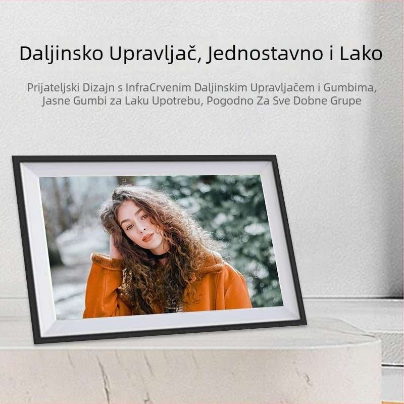 Pametni digitalni okvir za fotografije s dodirnim zaslonom, bežični prijenos u oblak putem Wi‑Fi, Frameo kompatibilnost, podrška TF kartici, 1280×800, 32GB