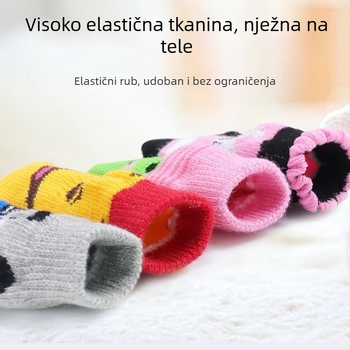 Zimske protuklizne čarape za kućne ljubimce – monokromatski uzorak, warp pletene Jacquard, 95% pamuk, 5% elastan, s protukliznim točkicama na donjem dijelu