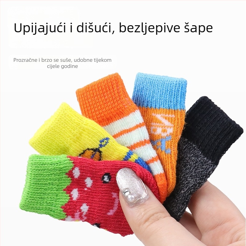 Zimske protuklizne čarape za kućne ljubimce – monokromatski uzorak, warp pletene Jacquard, 95% pamuk, 5% elastan, s protukliznim točkicama na donjem dijelu