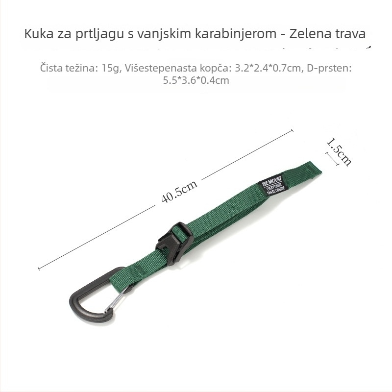 Ise Mount Kopča za prtljagu s remenom i vanjskim kopčom – Otporna na habanje, Prijenosno, Čvrsta traka