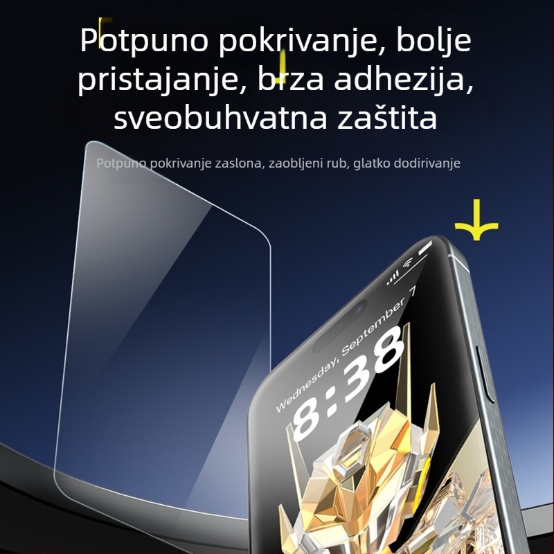 Kaljeno staklo zaštitnik zaslona za iPhone 14 Pro Max — potpuno pokriće, anti-peep, anti-prstni otisci, otporan na prašinu