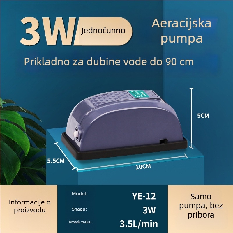 Pumpa za oksigeniranje akvarija, visokoučinkoviti oksigenator, Ye-12 Jingye elektromehanički