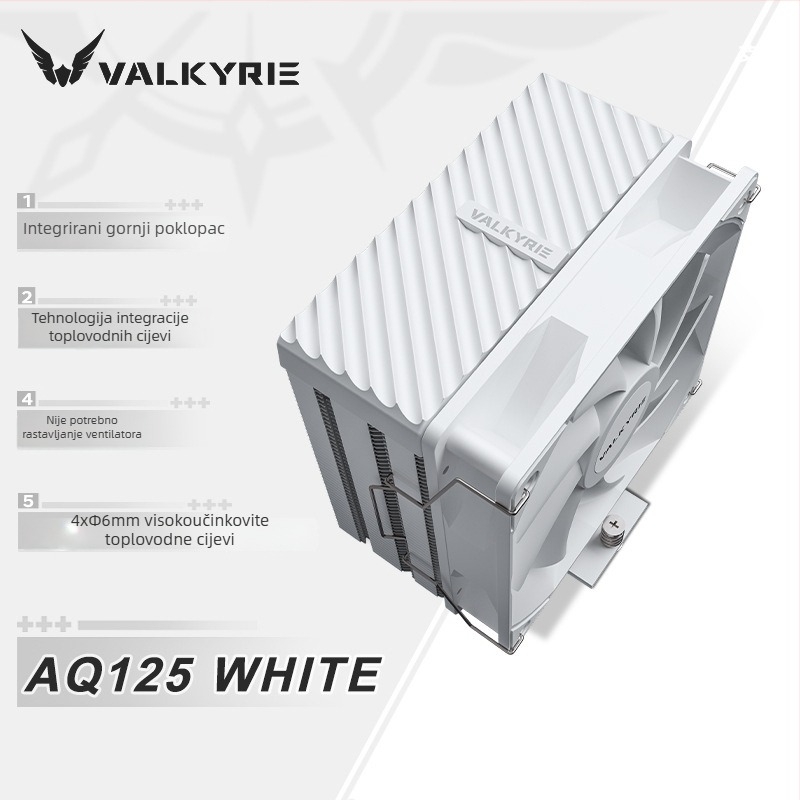 Chladič CPU Aq125, konstrukcija od bakreno-aluminijuma, 4 toplovodne cijevi, kompatibilan s Intel LGA115x/1200/1700 i AMD AM4/AM5