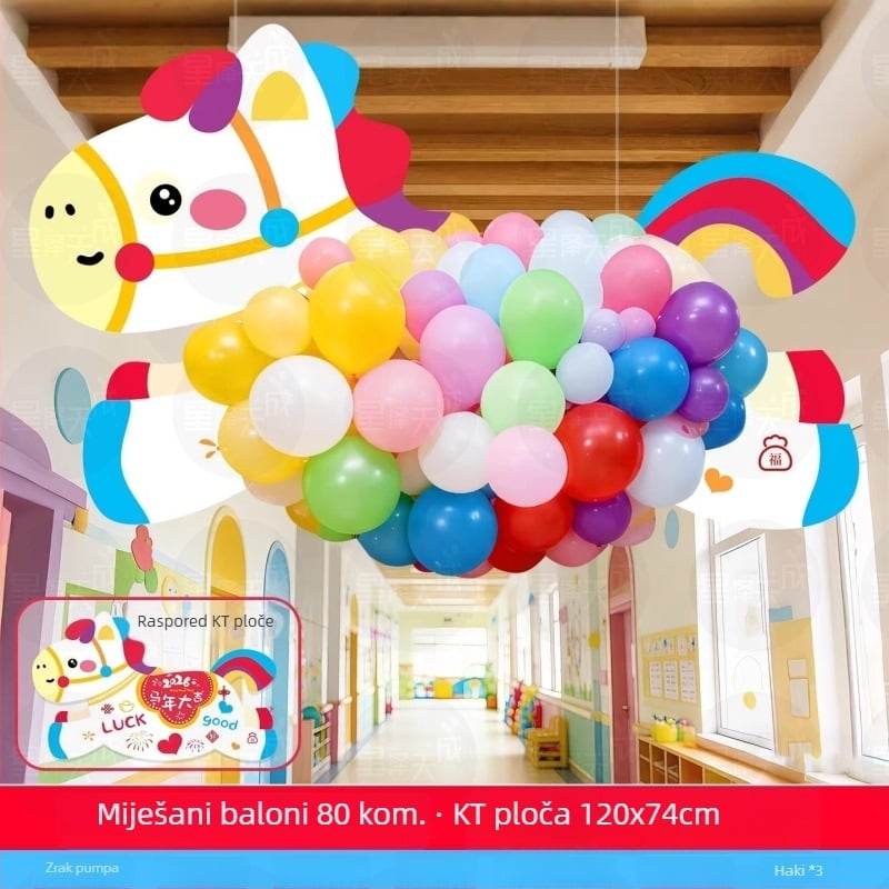 Set rekvizita za vrtić - viseće dekoracije s KT pločom i latexom, sladak crtani stil, za Novu godinu i početak školske godine, postavljanje scene