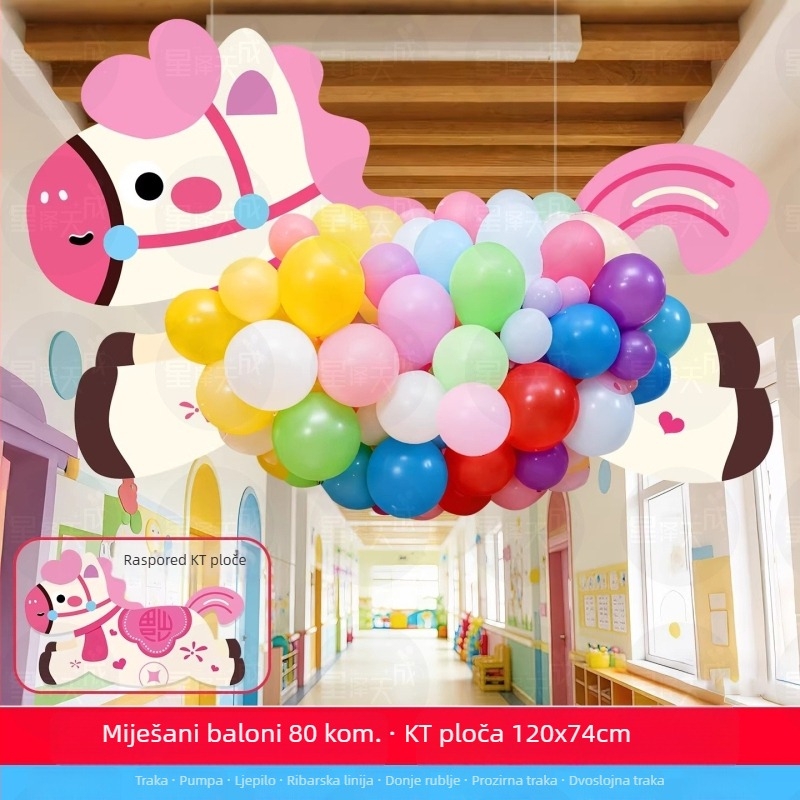 Set rekvizita za vrtić - viseće dekoracije s KT pločom i latexom, sladak crtani stil, za Novu godinu i početak školske godine, postavljanje scene