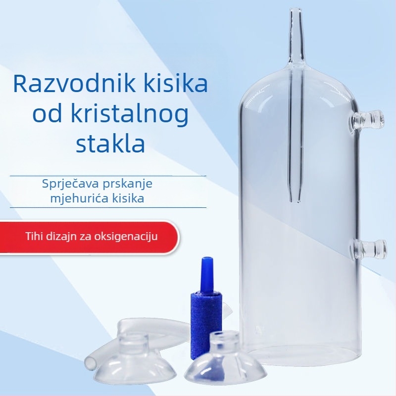 Stakleni difuzor kisika za akvarij, anti-prskanje dizajn, borosilikatno staklo, težina 107 g