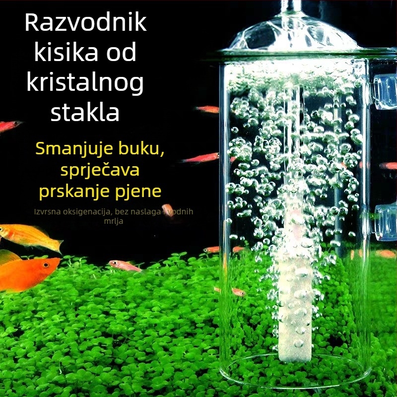 Stakleni difuzor kisika za akvarij, anti-prskanje dizajn, borosilikatno staklo, težina 107 g