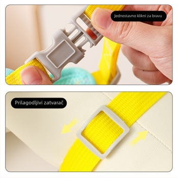 I-oblikovani postroj za psa s otiskom mašne od velura, poliester, podesiva.