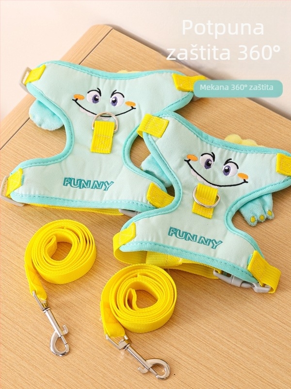 I-oblikovani postroj za psa s otiskom mašne od velura, poliester, podesiva.