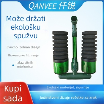 Biokemijski filtr za akvarij s pumpom za kisik, bakterijskim filtrom, trostruk dizajn – 500 g, Qanvee Qianrui
