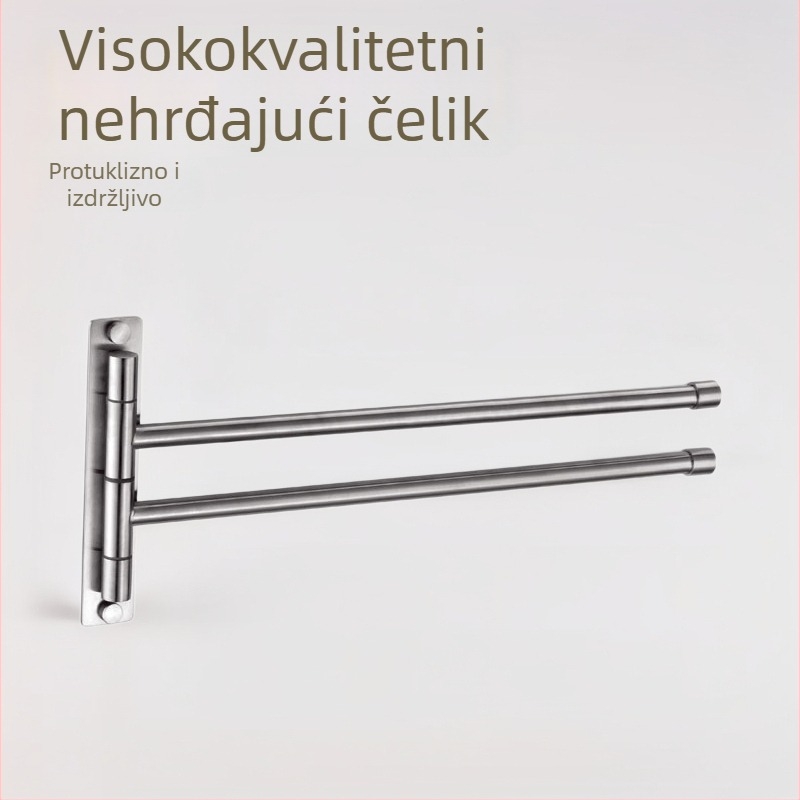 Držač ručnika od nehrđajućeg čelika, dvostruka šipka, moderan stil, završna obrada brušeni sjaj
