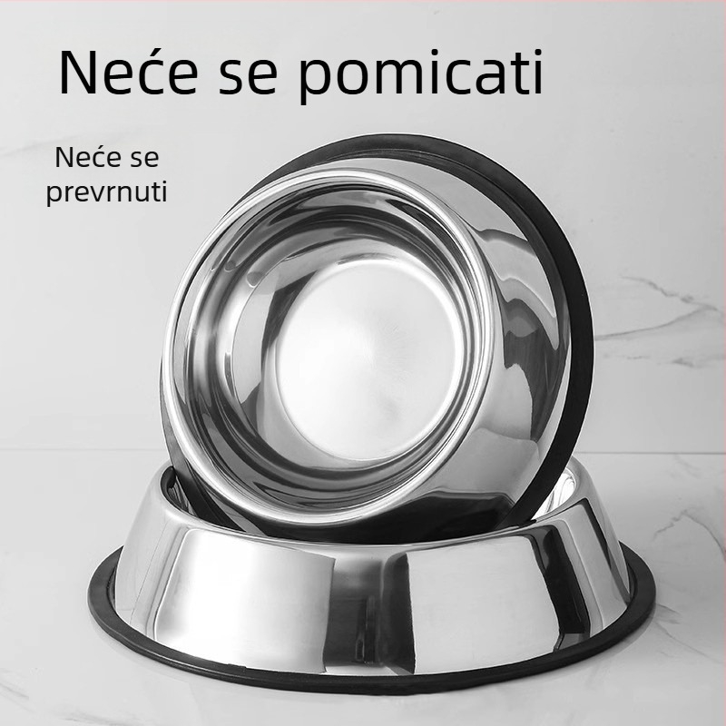Nehrđajuća čelična zdjela s protukliznim dnom i dvostrukom namjenom za hranu i vodu za velike pse (zlatni retriver)