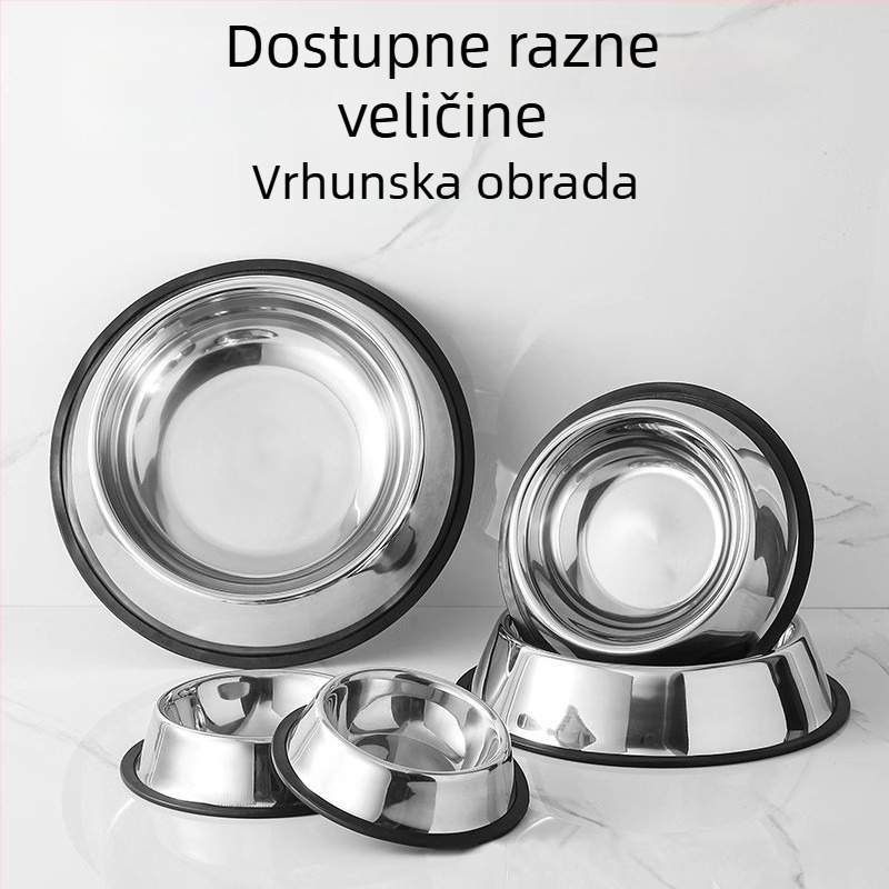 Nehrđajuća čelična zdjela s protukliznim dnom i dvostrukom namjenom za hranu i vodu za velike pse (zlatni retriver)