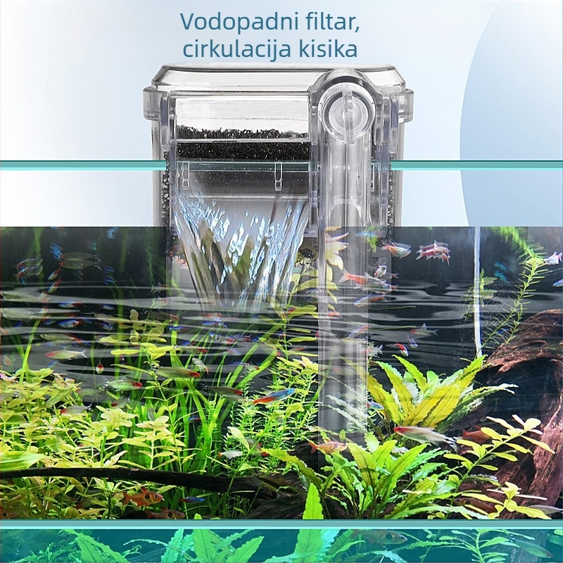 Mini vanjski filter za akvarij sa zidnim montažom – plastično kućište, pumpa za filtriranje, 135 g, Quanlong
