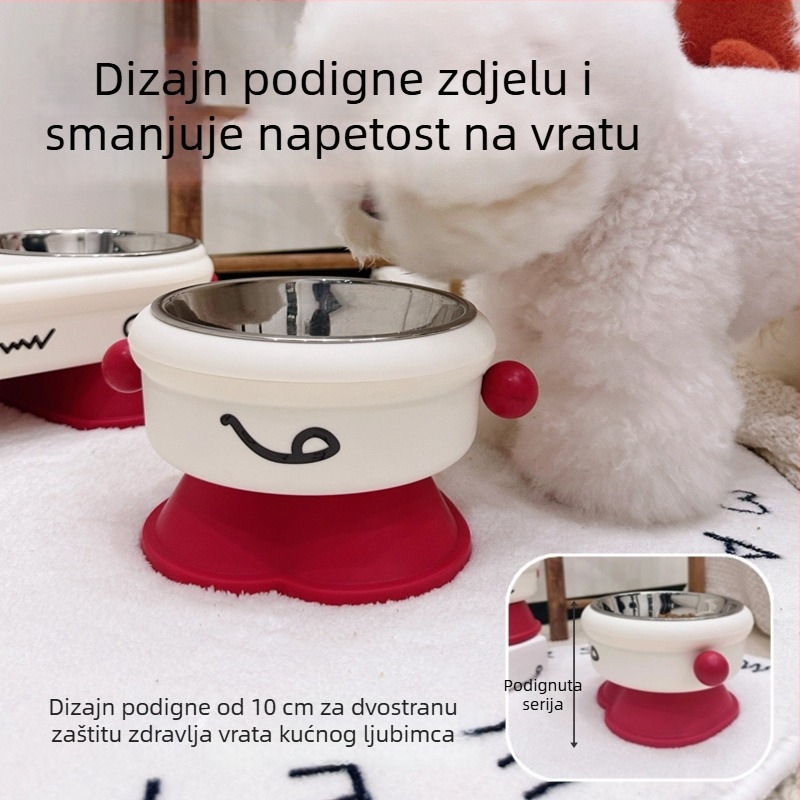 Posude za prehranu psa i mačaka – Dvostruka plastična posuda, visoke noge, široko otvor, sprječavanje prskanja, protuklizno (Materijal: Plast; Podrijetlo: Zhejiang; Pakiranje: 72 komada; Kategorija: Oprema za prehranu kućnih ljubimaca)
