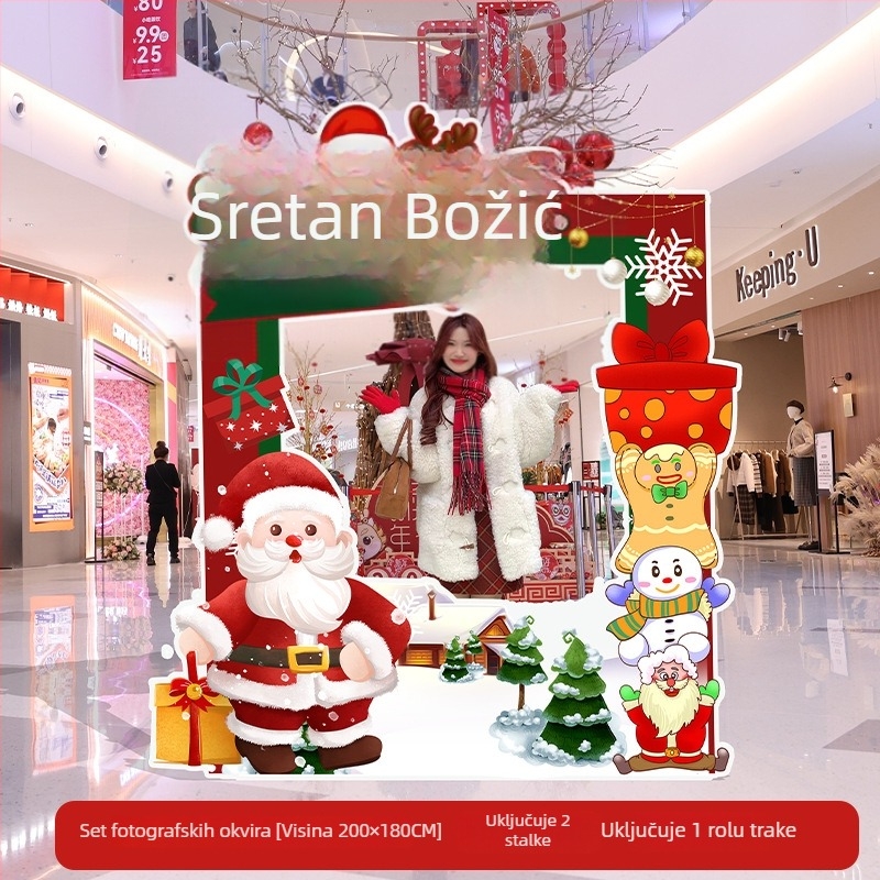 Scenski rekvizit za božićnu scenu sa svilenim cvijećem, univerzalni stil, dekorativna foto pozadina