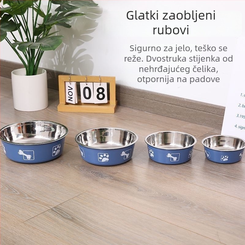 Nehrđajući čelični posuda za pse za hranu i vodu, velika kapaciteta, antislip i otporna na prevrnutje, dvostruki sloj posude za hranu i vodu