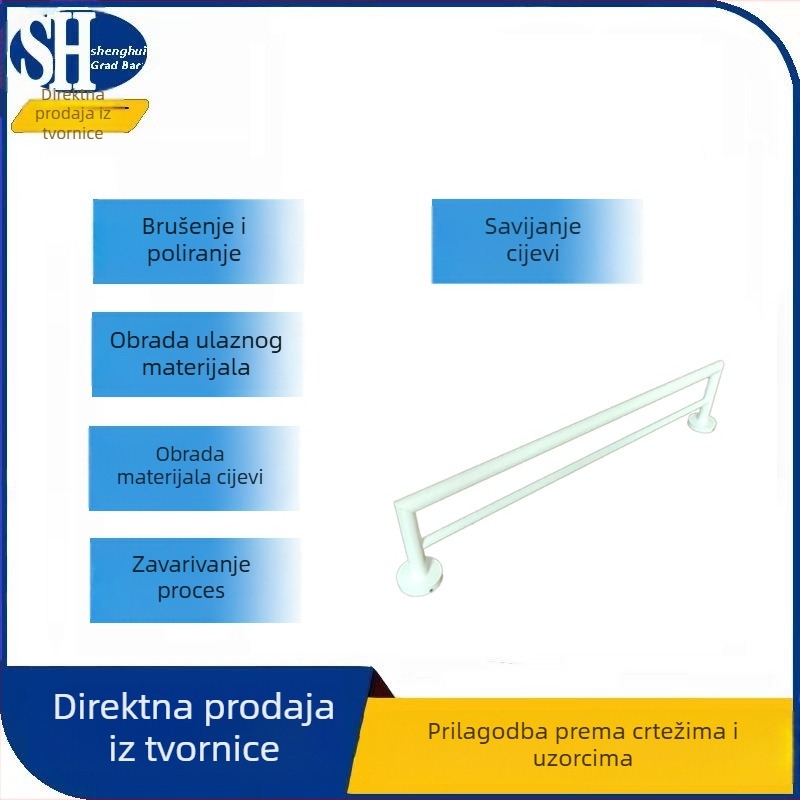 Dvostruki stalak za ručnike od nehrđajućeg čelika 304 za kupaonicu, 2 razine, nosivost 30 kg, marka Sheng Hui, šifra 5004