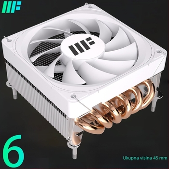 CPU hladnjak Zr 600-45, 6 toplinskih cijevi, hidraulički ležaj, 900–2000 rpm, hlađenje zraka