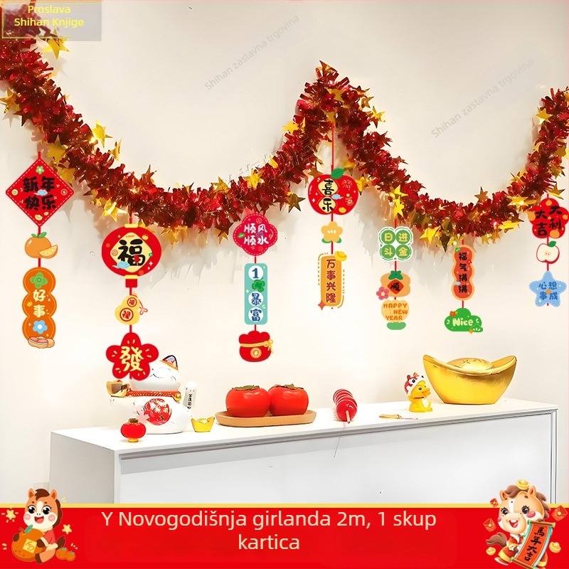 Stropna girlanda – viseća dekoracija, animirani stil, rekviziti za uređenje prostora za Proljetni festival