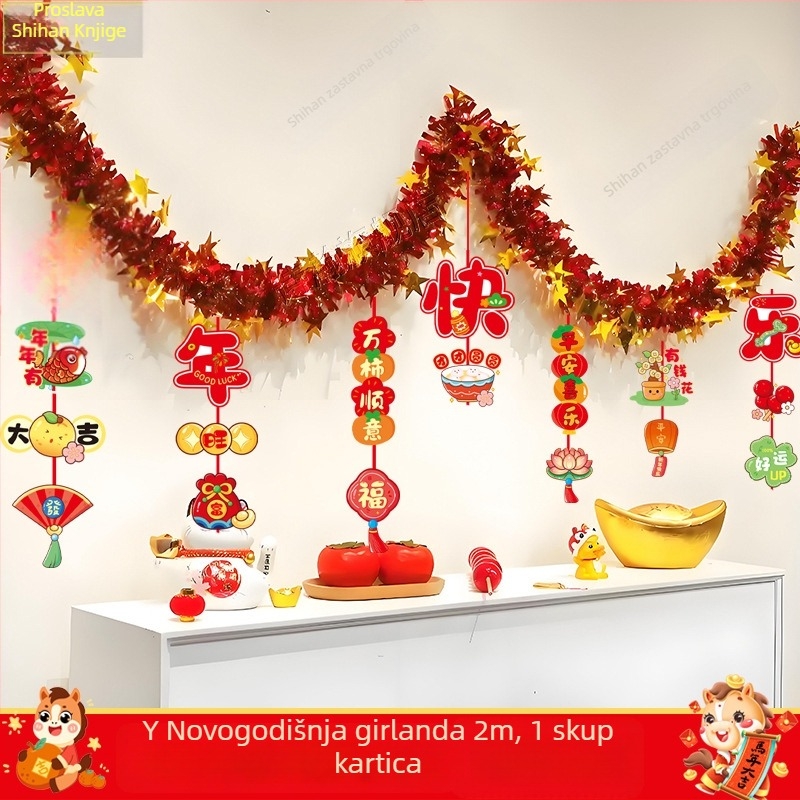 Stropna girlanda – viseća dekoracija, animirani stil, rekviziti za uređenje prostora za Proljetni festival