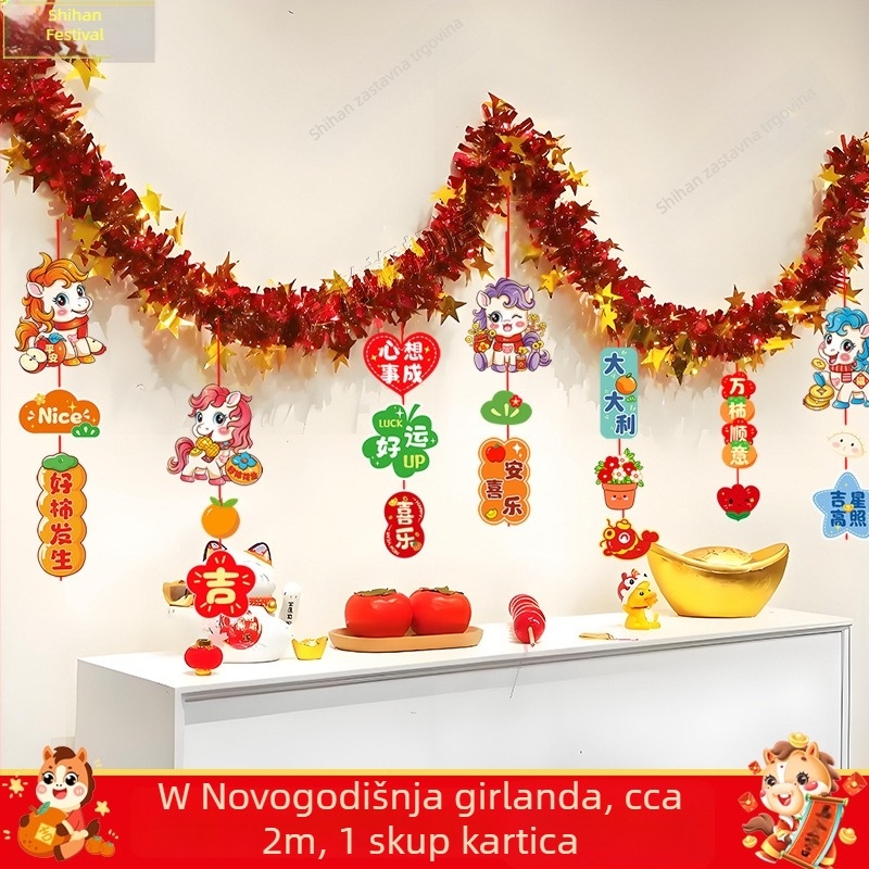 Stropna girlanda – viseća dekoracija, animirani stil, rekviziti za uređenje prostora za Proljetni festival