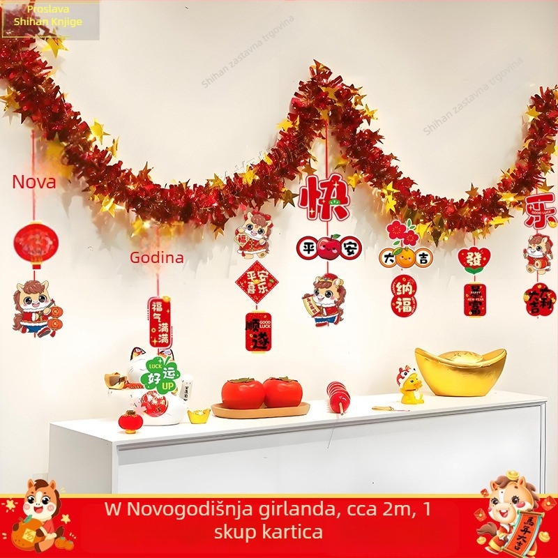 Stropna girlanda – viseća dekoracija, animirani stil, rekviziti za uređenje prostora za Proljetni festival