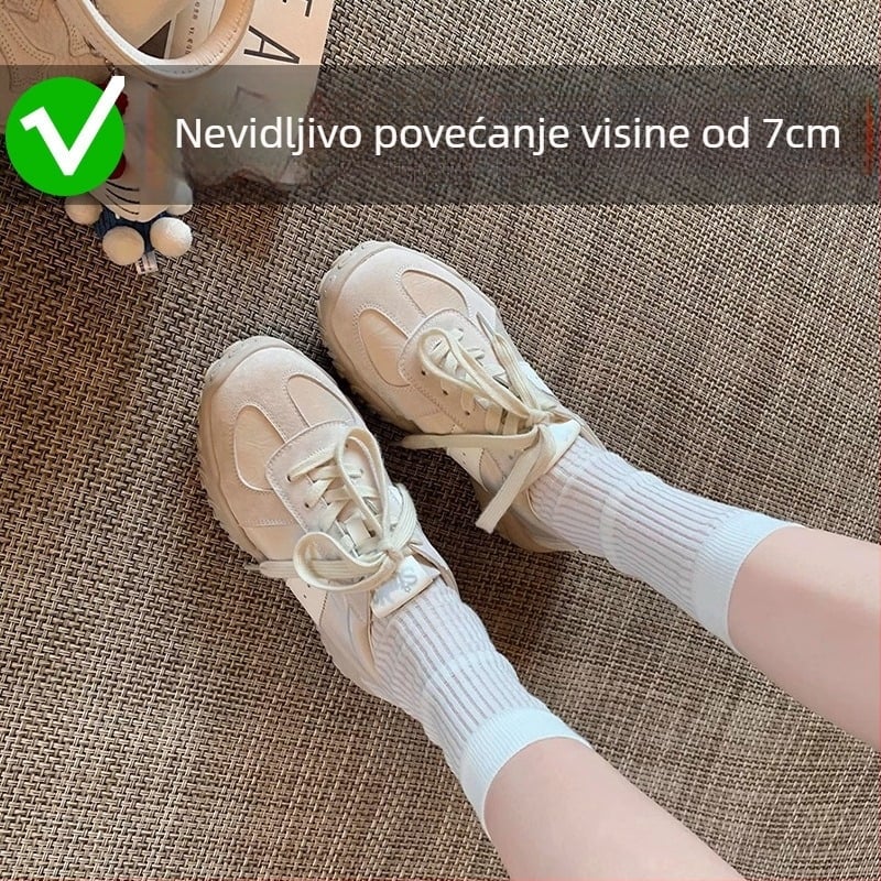 Ženske tenisice za treninge od teleće kože, okrugli vrh, srednje visoka gornja, vezanje, gumeni đon