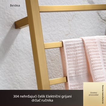 Električni grijani stalak za ručnike s brušenim završnim slojem, 4 sloja (304 nehrđajući čelik; pametna kontrola temperature; nosivost 15 kg)