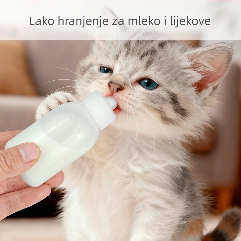 Set bočica za mačke s mekanim silikonskim bradavicama – plastični pribor za hranjenje kućnih ljubimaca