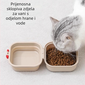 Posuda za hranu i vodu za mačke i pse — sklopiva, dvostruki sloj, prenosna, PP materijal