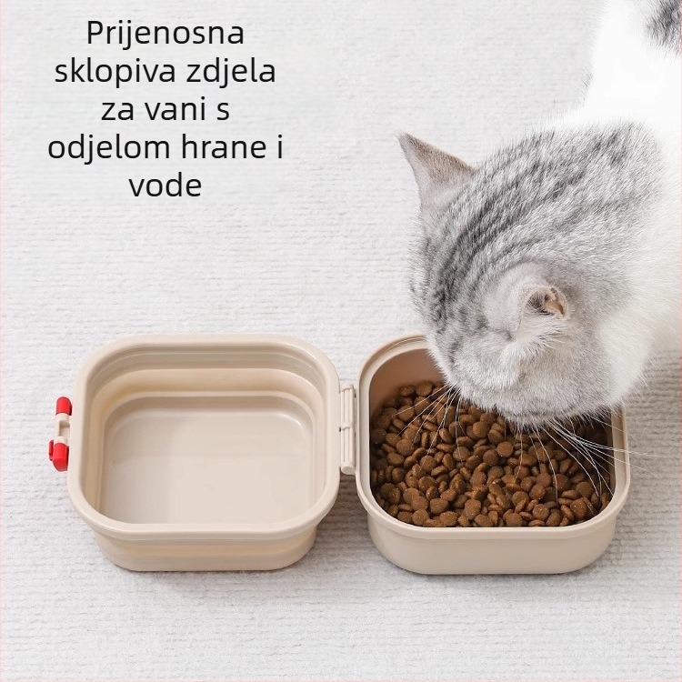 Posuda za hranu i vodu za mačke i pse — sklopiva, dvostruki sloj, prenosna, PP materijal