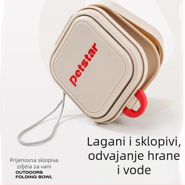 Posuda za hranu i vodu za mačke i pse — sklopiva, dvostruki sloj, prenosna, PP materijal