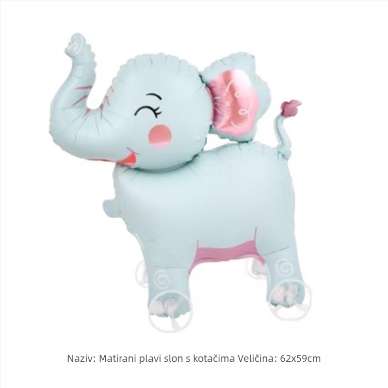 Kotač balon s likom životinje u crtani stilu — aluminijski folijski balon, oblik karikaturne životinje, za vanjske proslave rođendana