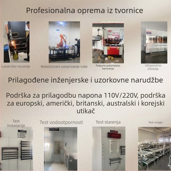 Električni grijani držač za ručnike od nehrđajućeg čelika, 180° okretni, 5 etaža, 220V, nosivost 20 kg