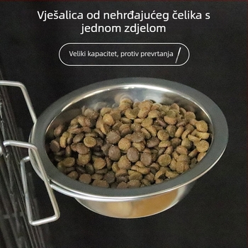 Damai, viseća posuda za kućne ljubimce od nehrđajućeg čelika, velikog kapaciteta, dvostruka namjena za hranu i piće, otporna na prevrtanje.