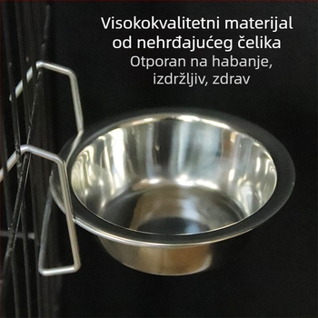 Damai, viseća posuda za kućne ljubimce od nehrđajućeg čelika, velikog kapaciteta, dvostruka namjena za hranu i piće, otporna na prevrtanje.