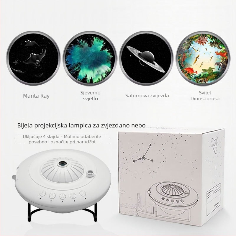 Projektor zvjezdane noći s dizajnom letećeg tanjura, ugrađena litijska baterija, ručna kontrola, Taiwan instalacija