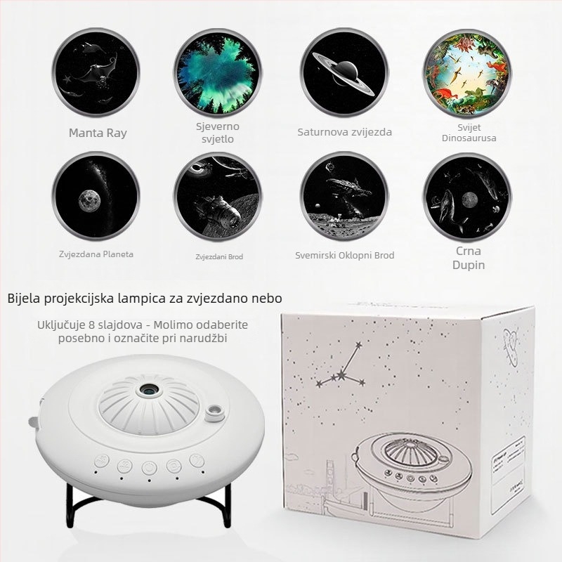 Projektor zvjezdane noći s dizajnom letećeg tanjura, ugrađena litijska baterija, ručna kontrola, Taiwan instalacija