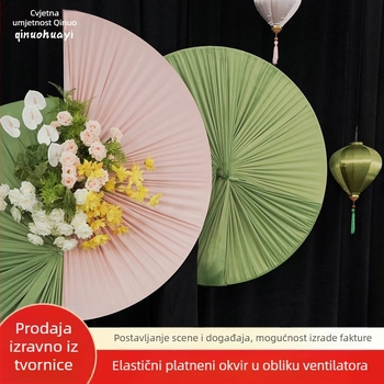 Dekorativni rekviziti za pozornicu — elastična platna, okvir u obliku ventilatora, scenografska dekoracija, retro stil, brend Qino