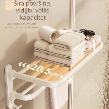 Držač ručnika krem boje, zidni bez bušenja, kupaonica, aluminijski