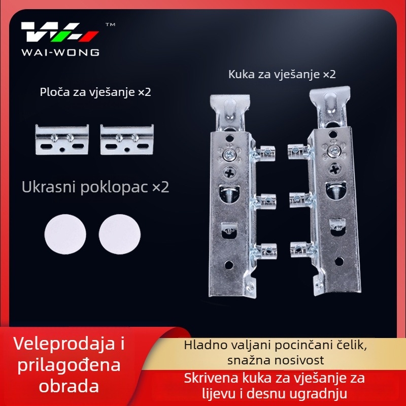Skriveni vješajući nosač za ormariće, lijevo-desno, čelik, kromiran, model SP3