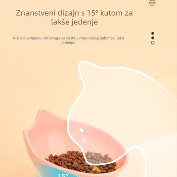 Visoko podignuta plastična posuda za kućne ljubimce, nagib rub, sprječava prolijevanje, za mačke i pse