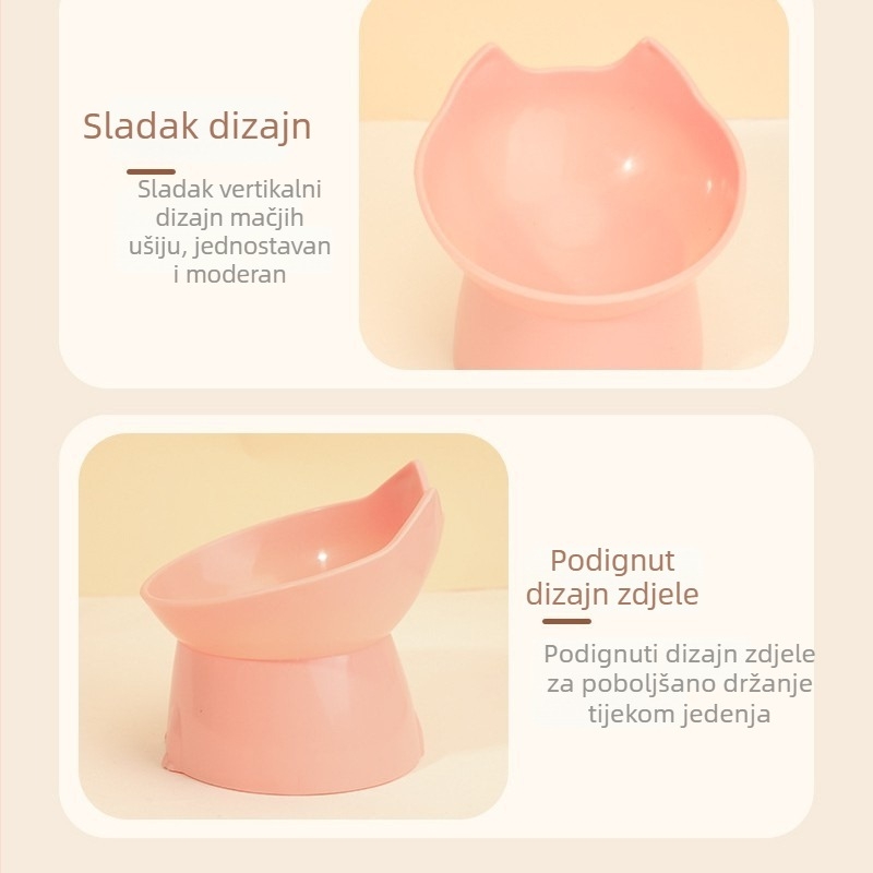 Visoko podignuta plastična posuda za kućne ljubimce, nagib rub, sprječava prolijevanje, za mačke i pse