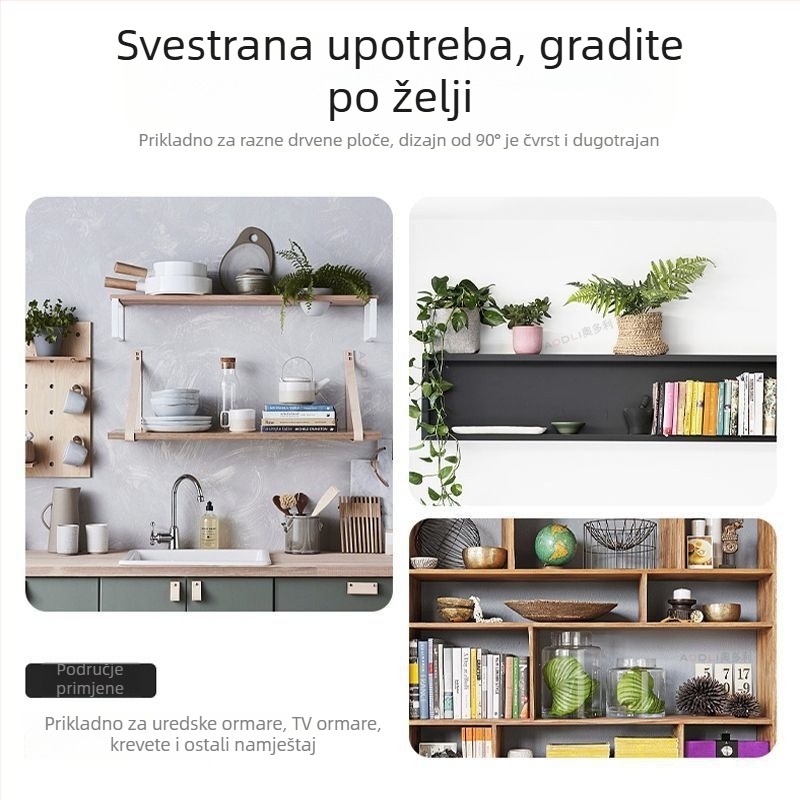 Nerđajući čelični trokutasti okvir za podršku za stolove, stolice i ormariće – Model 1, moderni minimalistički stil