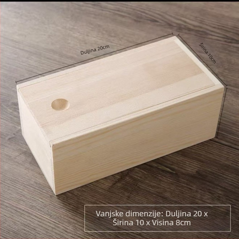 Drvena stolna kutija za pohranu s izvučnim mehanizmom i poklopom – moderan minimalistički dizajn