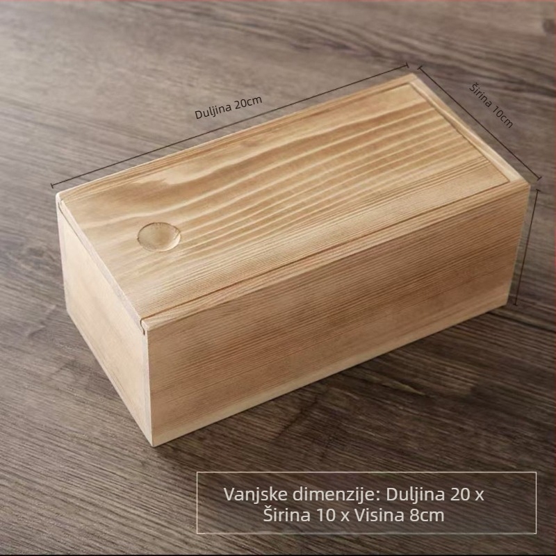 Drvena stolna kutija za pohranu s izvučnim mehanizmom i poklopom – moderan minimalistički dizajn