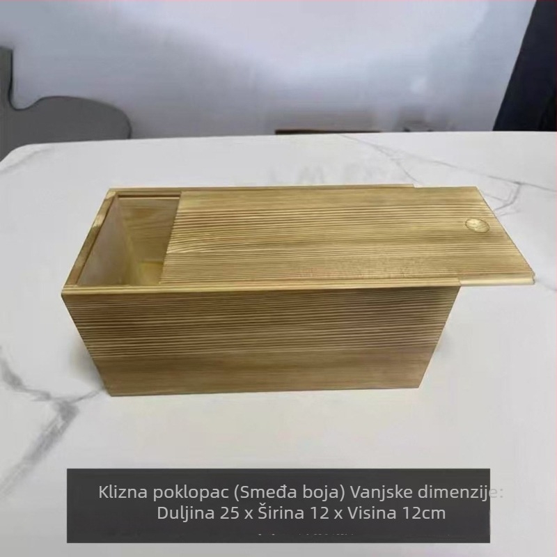 Drvena stolna kutija za pohranu s izvučnim mehanizmom i poklopom – moderan minimalistički dizajn