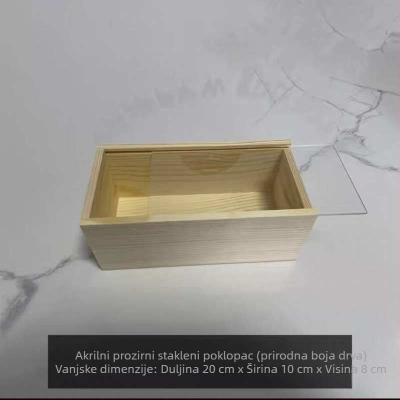 Drvena stolna kutija za pohranu s izvučnim mehanizmom i poklopom – moderan minimalistički dizajn